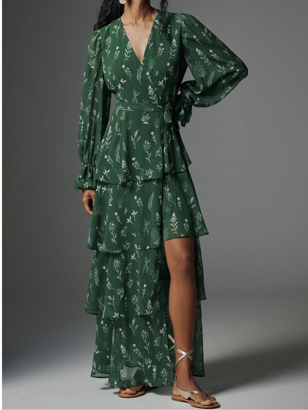 Hutch Long sleeve v-neck wrap maxi dress